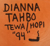 Dianna Tahbo (1941-2011) artist signature and hallmark of tobacco clan