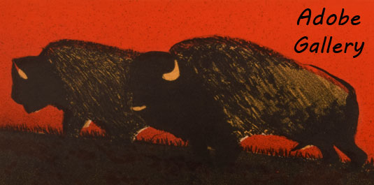 Close up view of a section of this print by Fritz Scholder Lithograph “Buffalo and Mate” (First State)