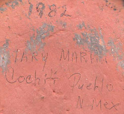 Artist Signature and date - Mary Martin, Cochiti Pueblo Potter