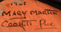 Artist Signature and date (1981) Mary Martin, Cochiti Pueblo Potter