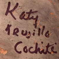 Artist Signature - Catherine (Katy) Aguilar Trujillo, Cochiti Pueblo Potter