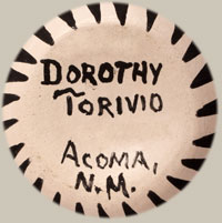 Artist Signature - Dorothy Torivio, Acoma Pueblo Potter