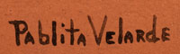 Santa Clara Pueblo artist signature - Pablita Velarde (1918-2006) Tse Tsan - Golden Dawn