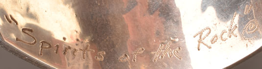 Signature of artist Jan Loco, Warm Springs Apache Jeweler