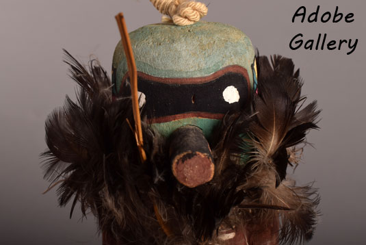 Close up view of the face of this Katsina Doll