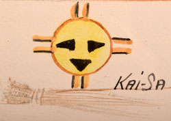 Artist Signature of Percy Tsisete Sandy (1918-1974) Kai-Sa - Red Moon