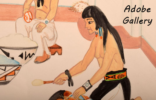 Close up view of the pueblo men.
