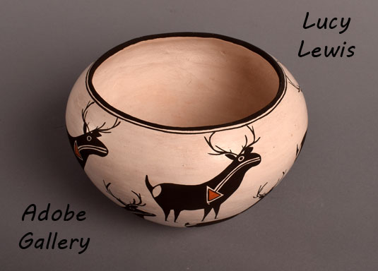 Alternate view of this wonderful Lucy Lewis pottery jar.