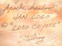 Artist Signature by Jan Loco, Apache Jeweler