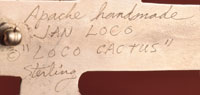 Artist Signature of Jan Loco, Apache Jeweler