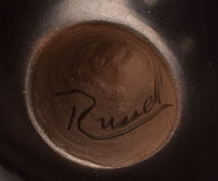 Artist Signature of Russell Sanchez Russell Sanchez, San Ildefonso Pueblo Potter