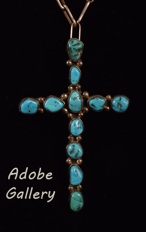 Close up view of the turquoise cross.