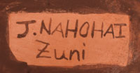 Signature of Josephine Nahohai , Zuni Pueblo Potter