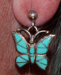 Close up view shown on ear model (Mary).