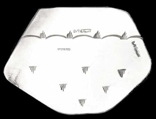 Hallmark signatures of artists Terrance (1954-1912) and Dorothy Emery, Chippewa Silversmiths