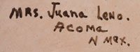 Artist Signature of Juana Leno, Acoma Pueblo Potter