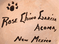 Artist signature and hallmark of Rose Chino Garcia (1928-2000) Acoma Pueblo Potter