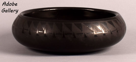 Alternate side view of this blackware bowl.