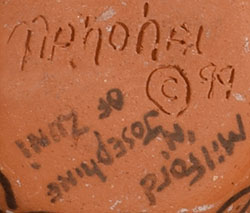 Artist signatures of Milford and Josephine Nahohai, Zuni Pueblo Potters