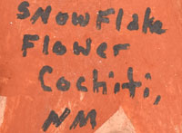 Artist Signature of Stephanie Rhoades, Snowflake Flower, Cochiti Pueblo Potter