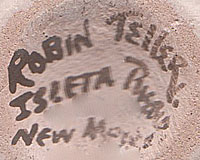 Artist Signature of Robin Teller, Isleta Pueblo Potter