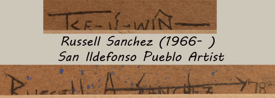 Artist Signatures of Russell Sanchez, San Ildefonso Pueblo Artist