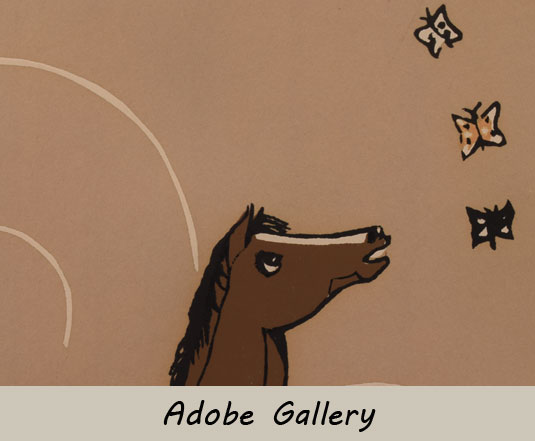 Close up view of the horse and butterflies.