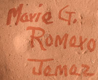 Artist Signature of Marie Gachupin Romero, Jemez Pueblo Potter