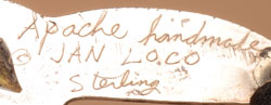 Artist signature of Apache artist Jan Loco.