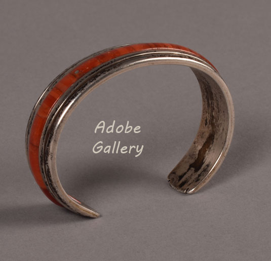 Alternate view of this silver and coral bracelet. Alternate view of this silver and coral bracelet.