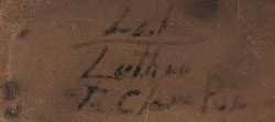 Artist signatures of Lela and Luther Gutierrez, Santa Clara Pueblo Potters