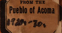 This Acoma jar has a paper label attached stating “From the Acoma Pueblo 1920s-1930s.”  That period may be a little early for this jar, as it does have “Acoma, N. Mexico” on the underside, which would probably indicate a date at the end of the historic period, that is circa 1940.  