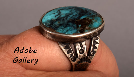 Alternate side view of this Silver and Turquoise ring.