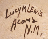 Artist Signature of Lucy Lewis, Acoma Pueblo Potter