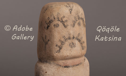 Close up view of the Hopi Pueblo Qöqöle Katsina Doll.