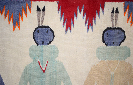 Alternate close-up view of a section of this Navajo Yei textile.