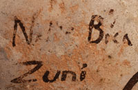 Artist signature of Nellie Bica (1905-1998) Zuni Pueblo Potter