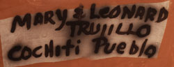 Artists' signatures of Mary and Leonard Trujillo, Cochiti Pueblo Potters