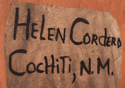 Artist signature of Helen Cordero, Cochiti Pueblo Potter