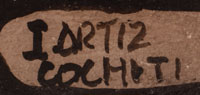 Cochiti Pueblo artist signature of Juanita Inez Ortiz (1960 - 2008) Mapuwana - Wild Rose