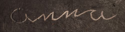 Artist signature of Maximiliana Montoya Martinez (Anna), San Ildefonso Pueblo Potter