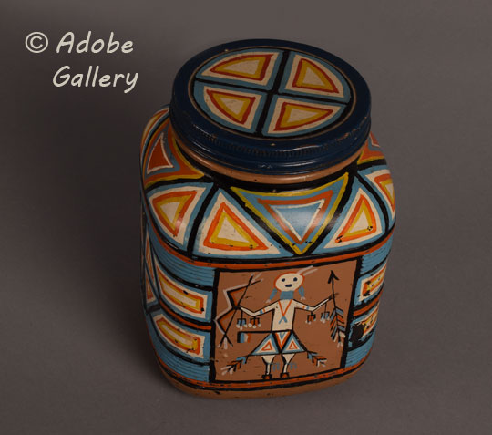 Alternate view of this painted jar.