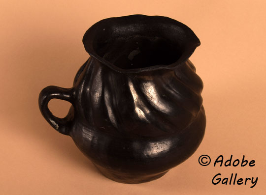 Alternate view of this historic blackware vessel.