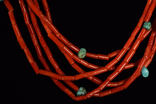 Coral Turquoise Native American Jewelry Necklace C4643-06 - Adobe