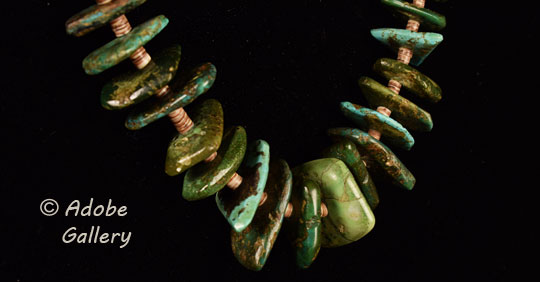 Alternate close up view of a section of this Turquoise necklace.