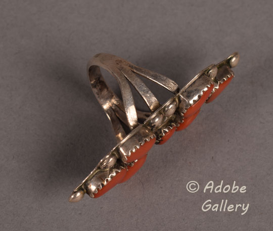 Alternate side view of this coral ring.