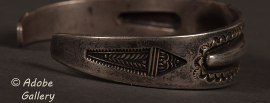 Alternate side view of this silver bracelet.
