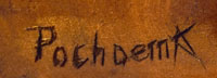 Artist signature of Kevin Pochoema (1965- ) Hopi Pueblo, Hopituh Shi-nu-mu