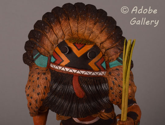 Alternate close up view of the face of this katsina doll. Alternate close up view of the face of this katsina doll.
