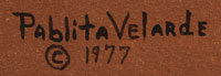 Artist signature and date of Pablita Velarde, Santa Clara Pueblo Painter